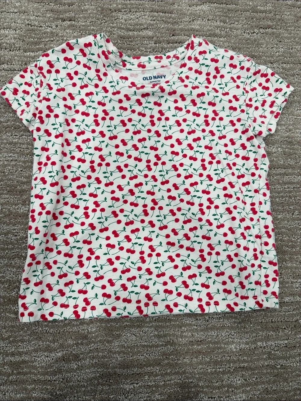 Old Navy White Tee with Red Cherry Print